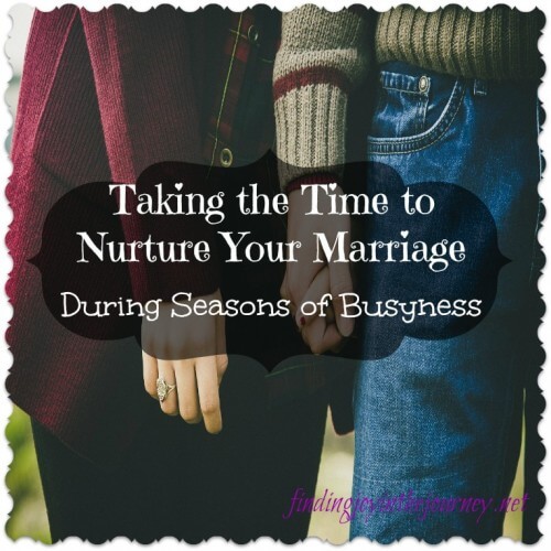 Nurturing Your Marriage During Seasons of Busyness Seasons of busyness come and go, but your spouse will always be there. Nurturing your marriage is crucial, These tips can help.