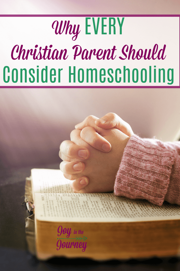  I know not everyone is called to homeschool.However, every Christian parent should spend time on their knees and prayerfully consider homeschooling.