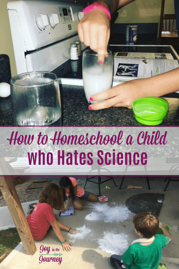 Do you have a child who hates science? I had no clue how to homeschool the child who hates science, and realized I was doing it ALL wrong! Here's how to do it right! 