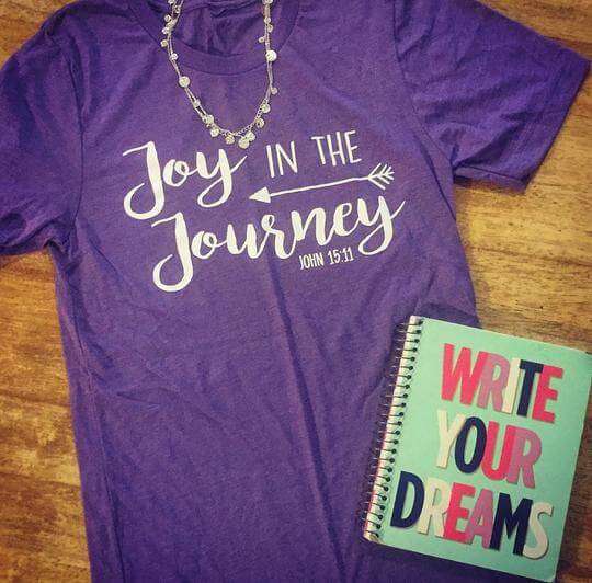 Sometimes we just need a reminder to have more joy.... So, wear this shirt when you are having a mundane Monday. Wear it on a day where you KNOW your patience will be tested. Wear it on a day when you got little to no sleep the night before. Wear it to show others the JOY you have in Christ! 