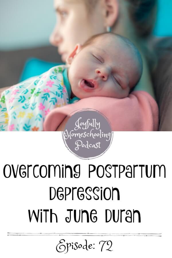In this episode of the podcast, June Duran shares her story with postpartum depression as well as the symptoms, what helped her, and how you can encourage a mom in your life who may be suffering from PPD. I almost guarantee you that someone you know has dealt with this, and we can all encourage that momma on her homeschool journey.