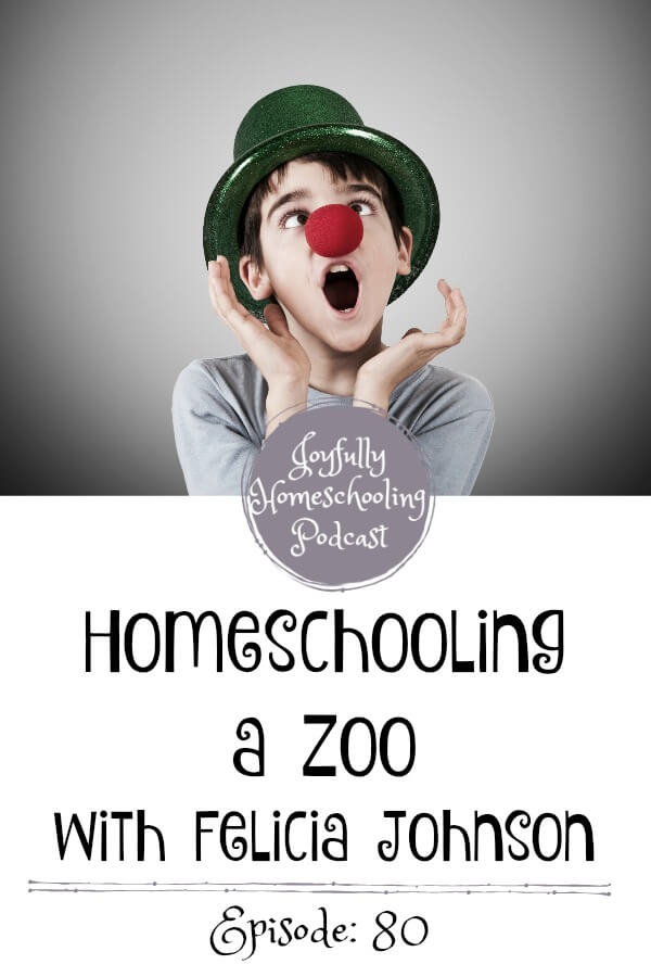 Sometimes homeschooling can feel like you're in a zoo. Felicia Johnson knows all about that! We chat today about special needs, finding time for yourself and so much more.